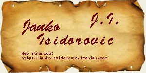 Janko Isidorović vizit kartica